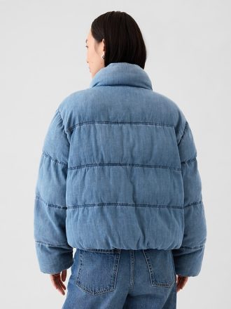 Oversized denim pufferjacka