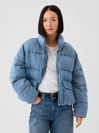 Oversized denim pufferjacka