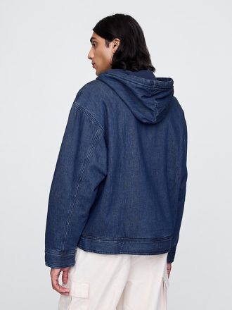 Oversized fodrad jeanshuvtröja