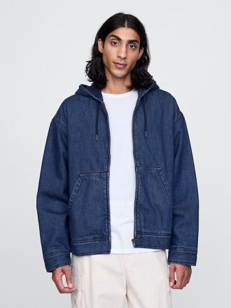 Oversized fodrad jeanshuvtröja