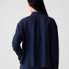 Oversized linne cropped shirt