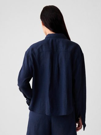 Oversized linne cropped shirt