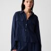 Oversized linne cropped shirt