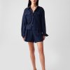 Oversized linne cropped shirt