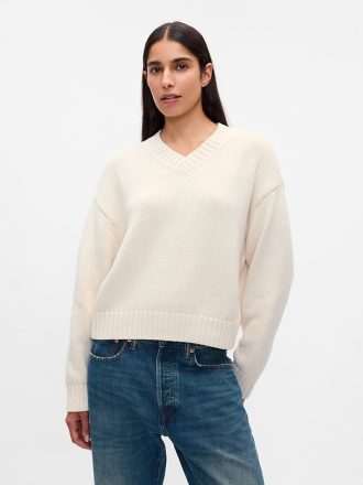 Oversized tröja med V-ringad