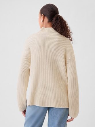 Oversized tröja med split-fåll Mockneck
