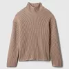 Oversized tröja med split-fåll Mockneck