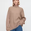 Oversized tröja med split-fåll Mockneck
