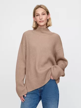 Oversized tröja med split-fåll Mockneck