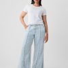 Pull-On byxor i denim med vida ben Pull-On byxor i denim med vida ben