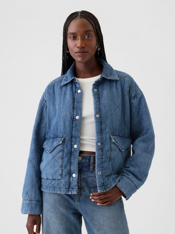 Quiltad jeansskjortajacka