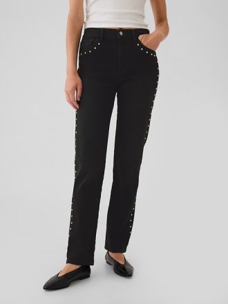 Raka jeans med dubbar från 90-talet