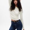 Ruched T-shirt med mini revben