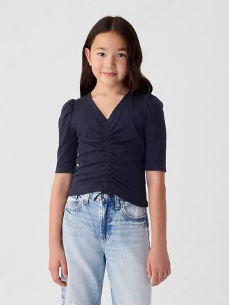 Ruched skjorta med ribba för barn