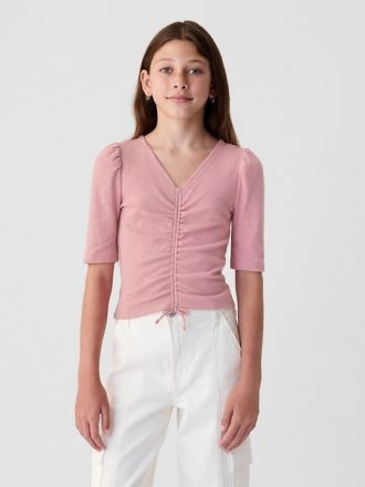 Ruched skjorta med ribba för barn