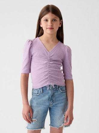 Ruched skjorta med ribba för barn