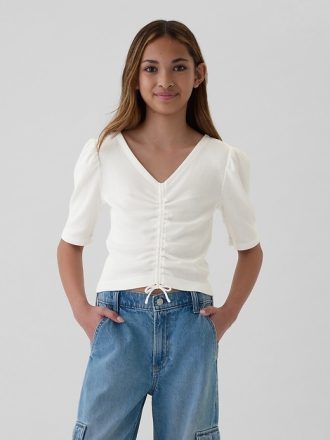Ruched skjorta med ribba för barn