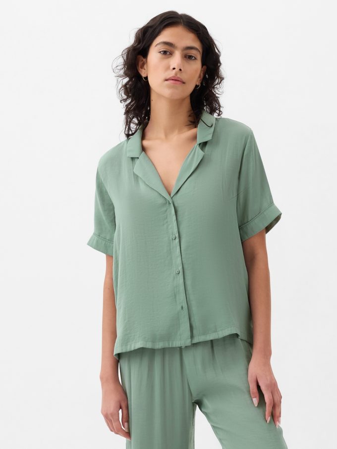 Satin PJ skjorta