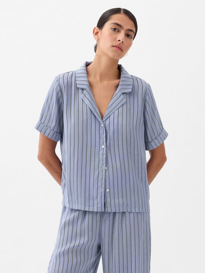 Satin PJ skjorta