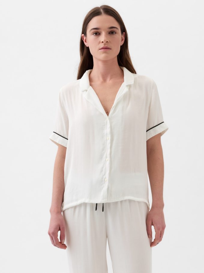 Satin PJ skjorta