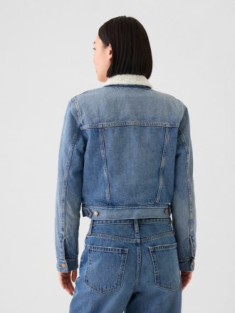 Sherpa-fodrad jeansjacka