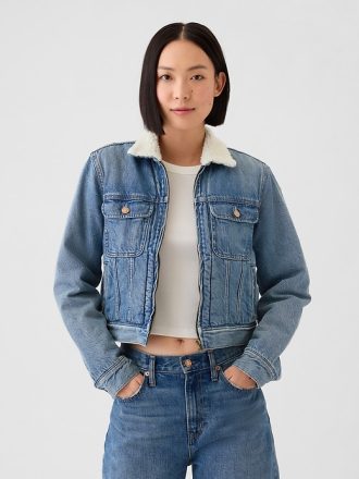 Sherpa-fodrad jeansjacka