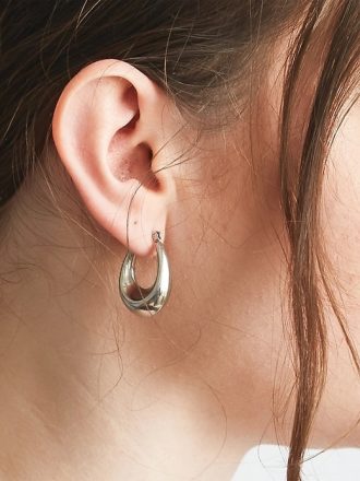 Silver Oval Hoop Örhängen