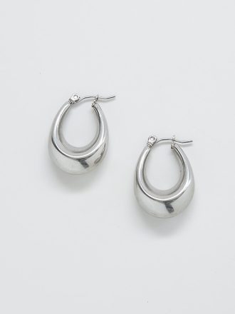 Silver Oval Hoop Örhängen