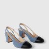 Slingback klackar i jeans