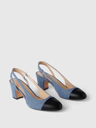 Slingback klackar i jeans