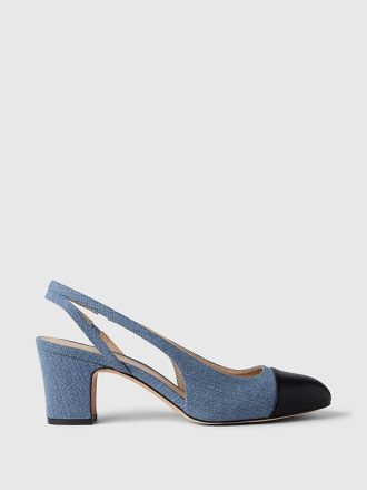 Slingback klackar i jeans