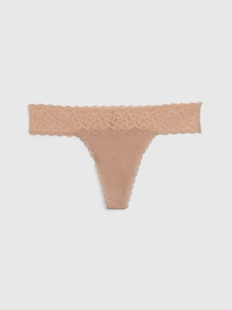Stringtrosa med spetskant i ekologisk stretchbomull