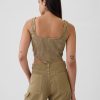 Structured Twill Cropped Corset Tank