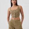 Structured Twill Cropped Corset Tank