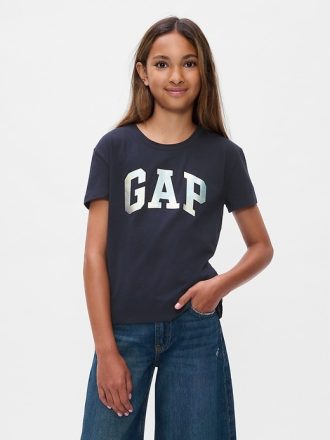 T-shirt med metallisk logotyp för barn