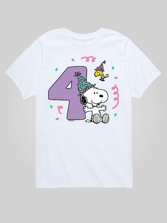 Toddler Peanuts 4th Birthday Kortärmad grafisk T-shirt