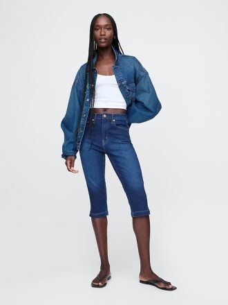 True Skinny Capri Jeans med hög höjd