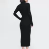 Turtleneck Rib Midi Sweater Dress