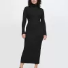 Turtleneck Rib Midi Sweater Dress