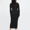 Turtleneck Rib Midi Sweater Dress