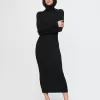 Turtleneck Rib Midi Sweater Dress
