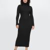 Turtleneck Rib Midi Sweater Dress