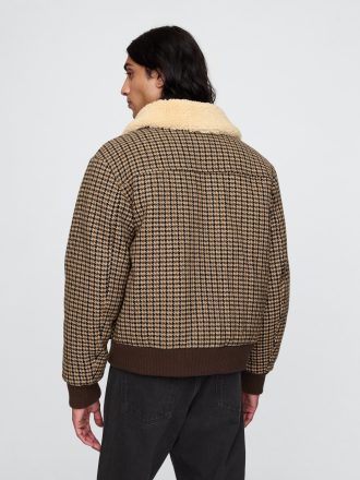 Ullblandning Houndstooth Bomberjacka