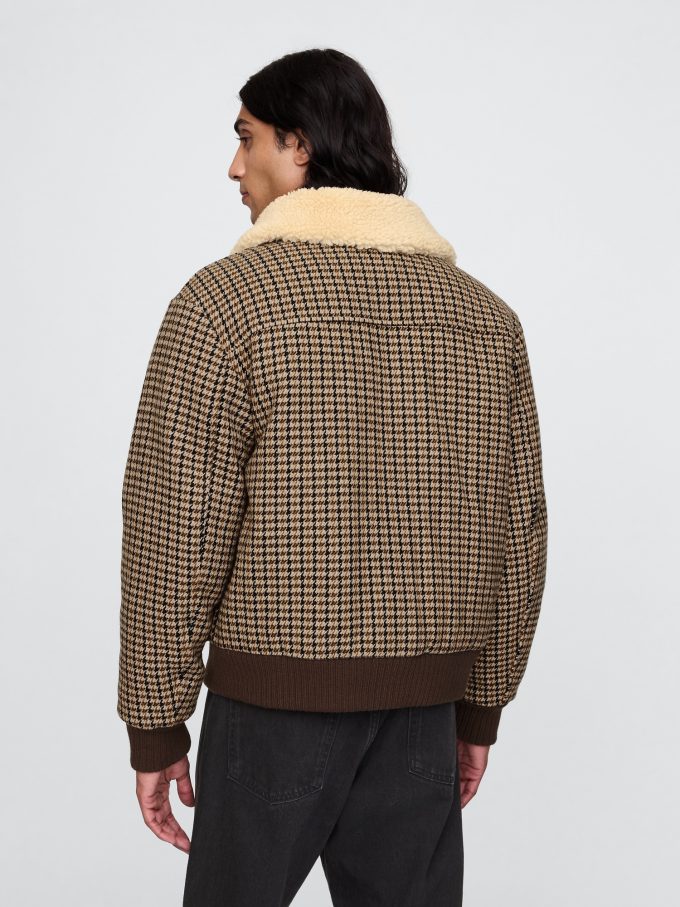 Ullblandning Houndstooth Bomberjacka