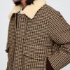 Ullblandning Houndstooth Bomberjacka