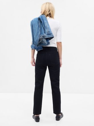 Uppnosiga raka jeans med hög höjd