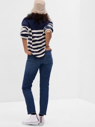 Uppnosiga raka jeans med hög höjd