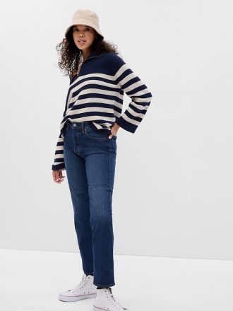 Uppnosiga raka jeans med hög höjd