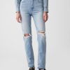 Uppnosiga raka jeans med hög höjd