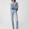 Uppnosiga raka jeans med hög höjd